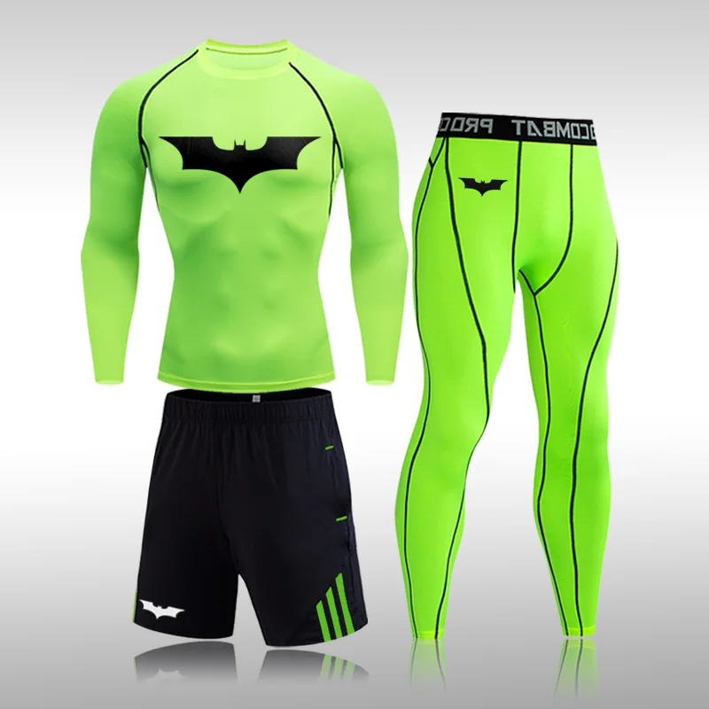 

2021 New Men's Sports Suit Rashgard Male Quick Drying Sportswear Compression Clothing Fitness Training Kit Thermal Underwear