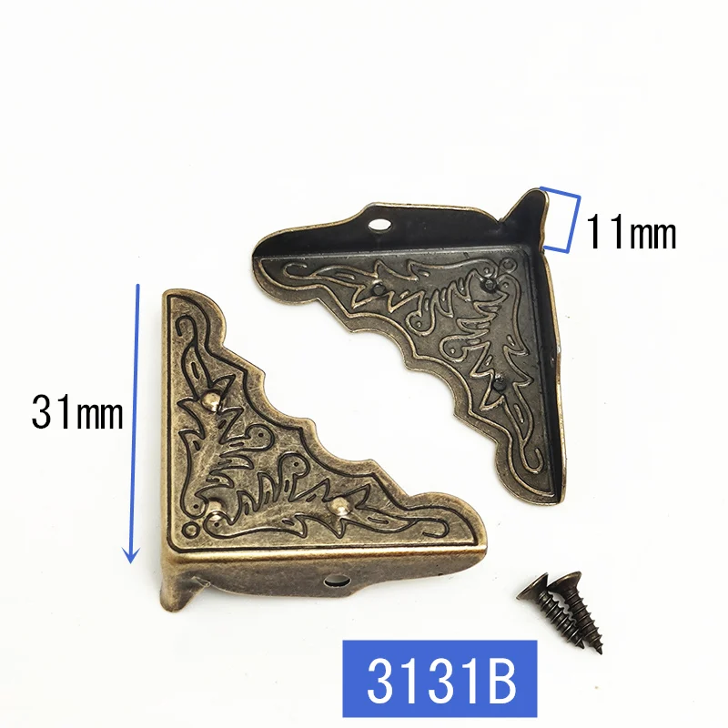 8 шт., декоративные античные латунные углы для мебели, 31 мм + Гвозди