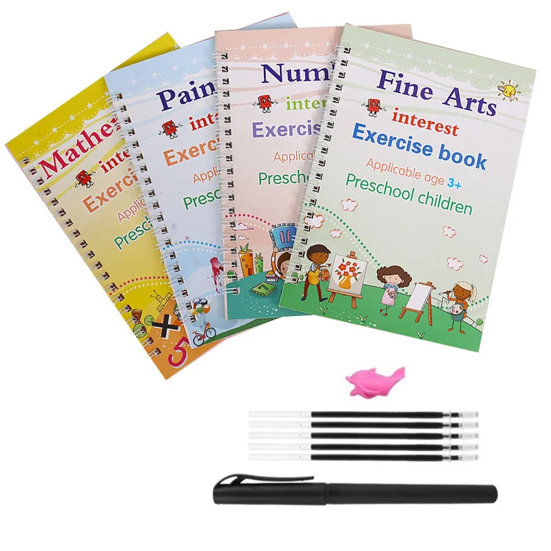

4 Copybooks/Set Children Handwriting Practice Copybook Magic Writing Copybook For Kids English Version Of calligraphy books Toys