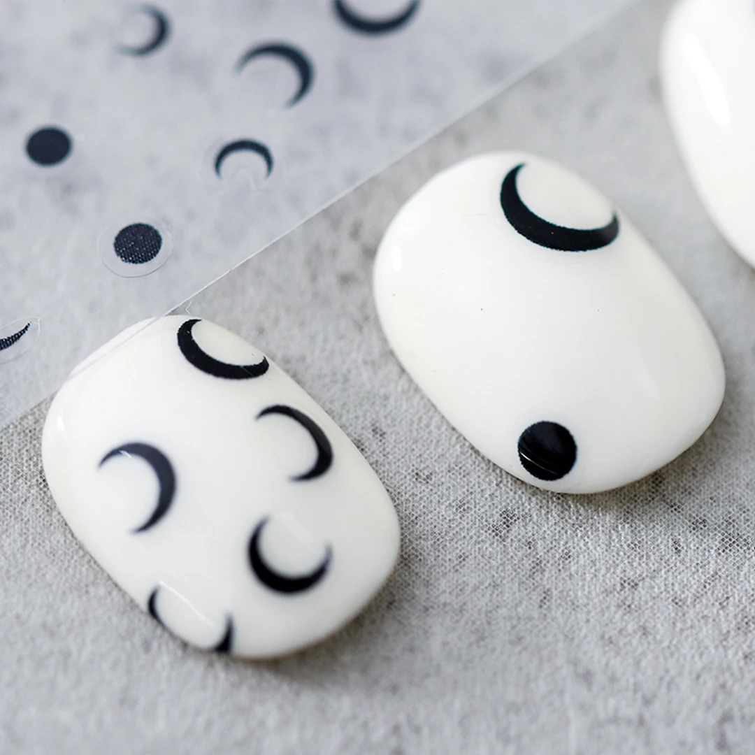 Наклейки с Луной круглые высококачественные 3d наклейки для ногтей гравировкой