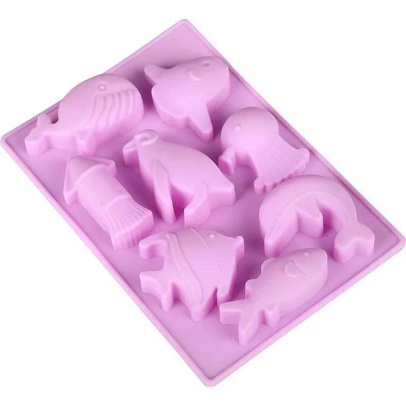 Бесплатная доставка 8 отверстий Кит дельфин рыба пингвин силиконовая форма для