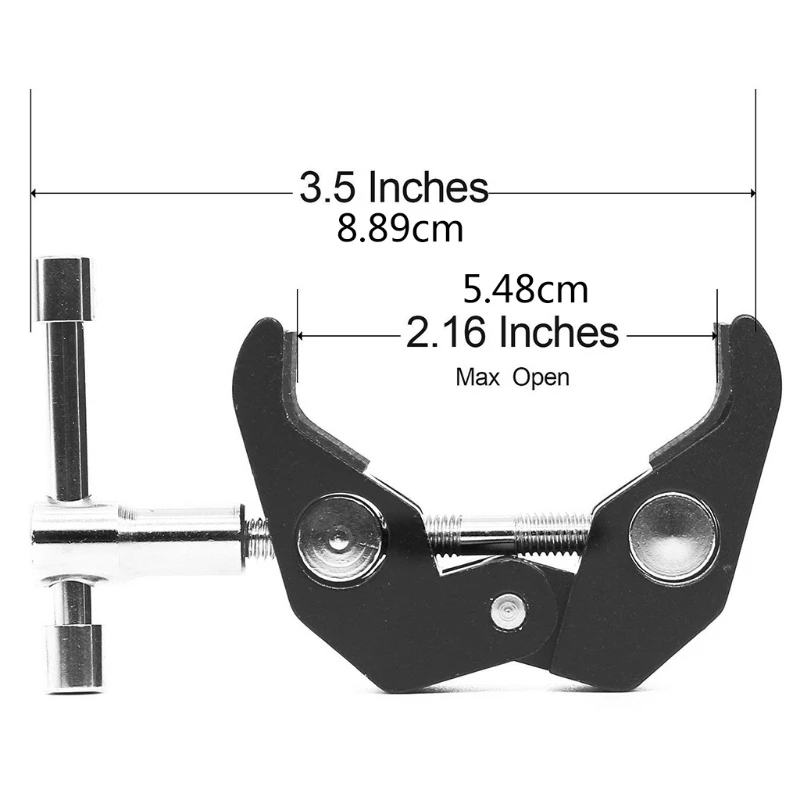 

Super Clamp with 1/4 and 3/8 Thread for Cameras, Lights, Umbrellas, Hooks, Shelves, Plate Glass, Cross Bars