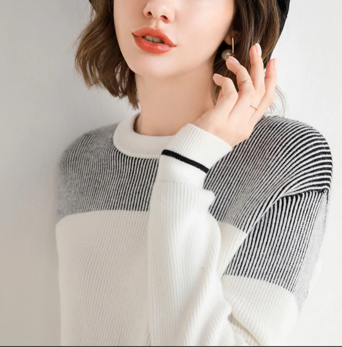 Корейский пуловер свитер свободного покроя с длинным рукавом и круглым вырезом