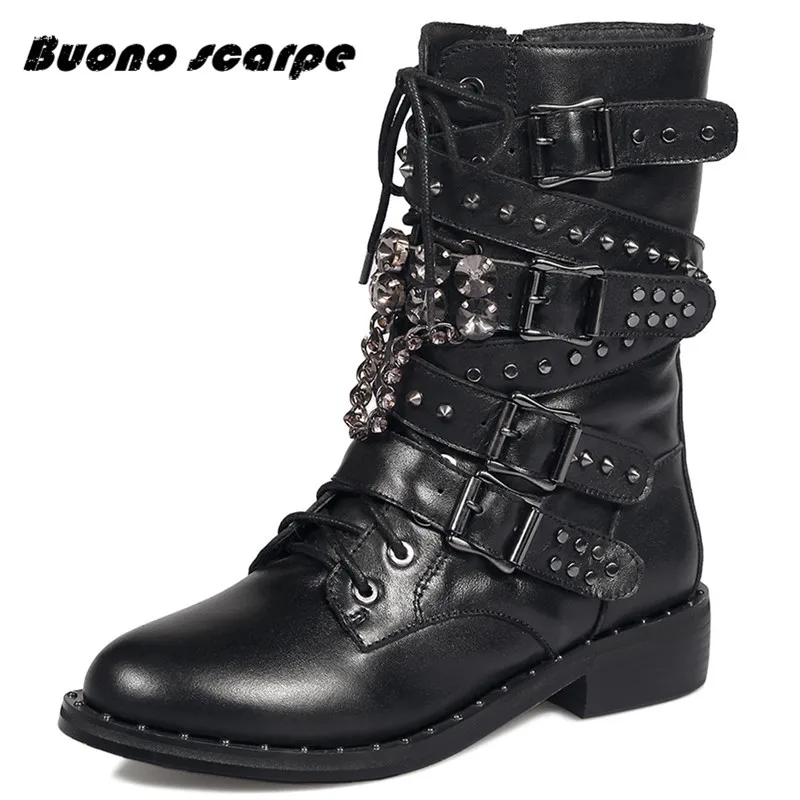 Осенне зимние кожаные ботинки martin женские с круглым носком на низком каблуке