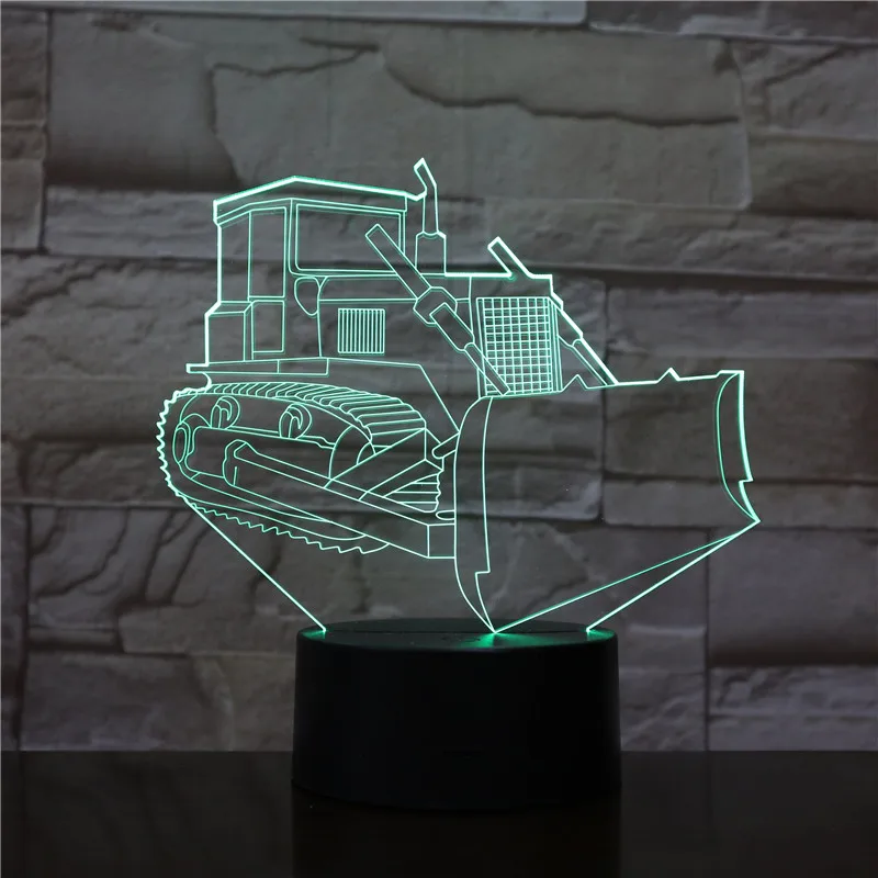 Новинка 3D динамический Трактор Автомобиль 7 цветов Изменение USB настольная лампа