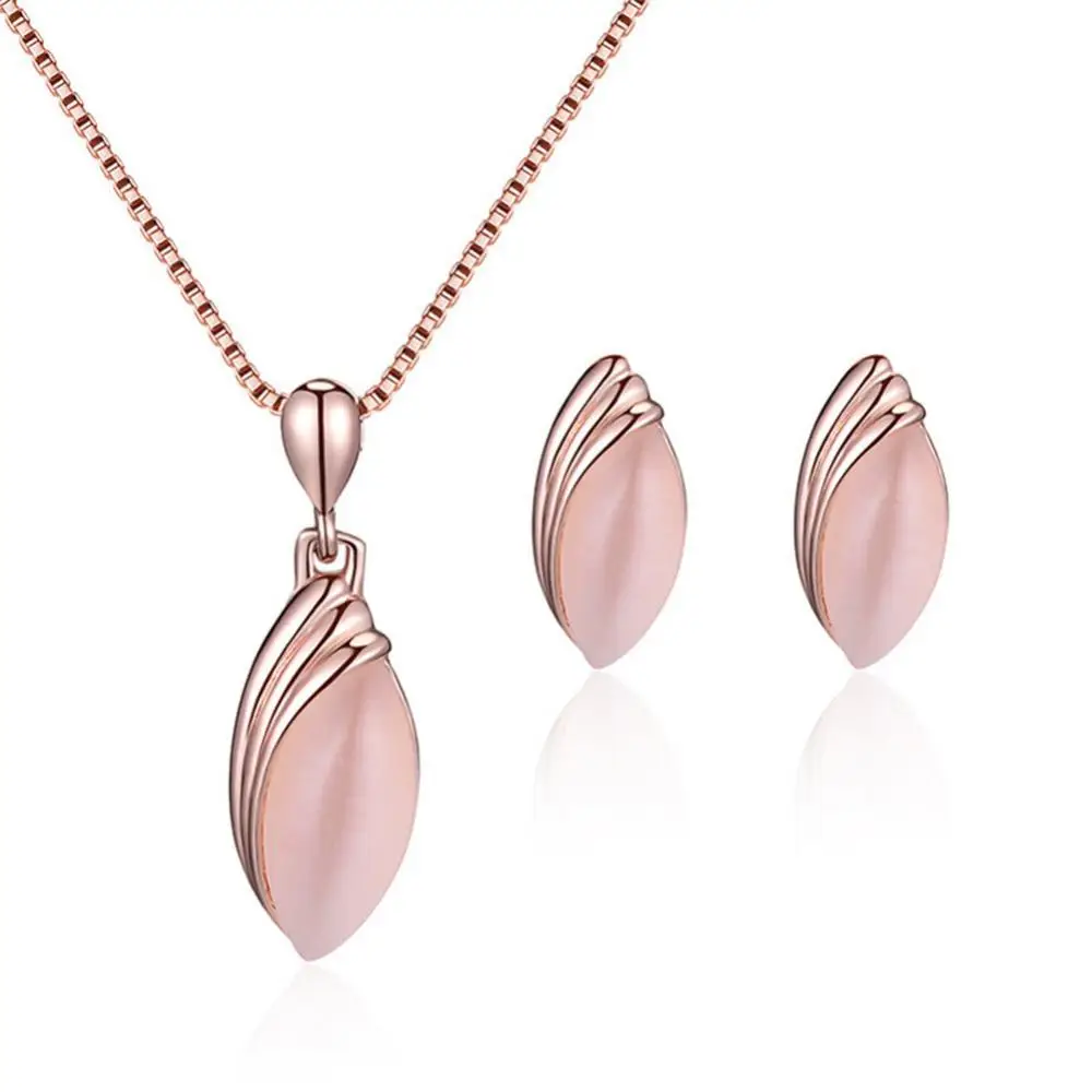 

Faux Marquise Pendant Necklace Ear Stud Earrings Women Jewelry Set