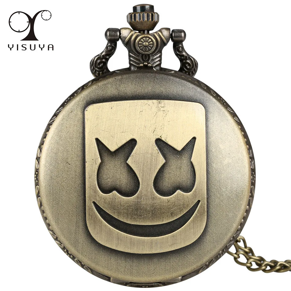 Милые кварцевые карманные часы с рисунком маски зефира полностью охотничьи в