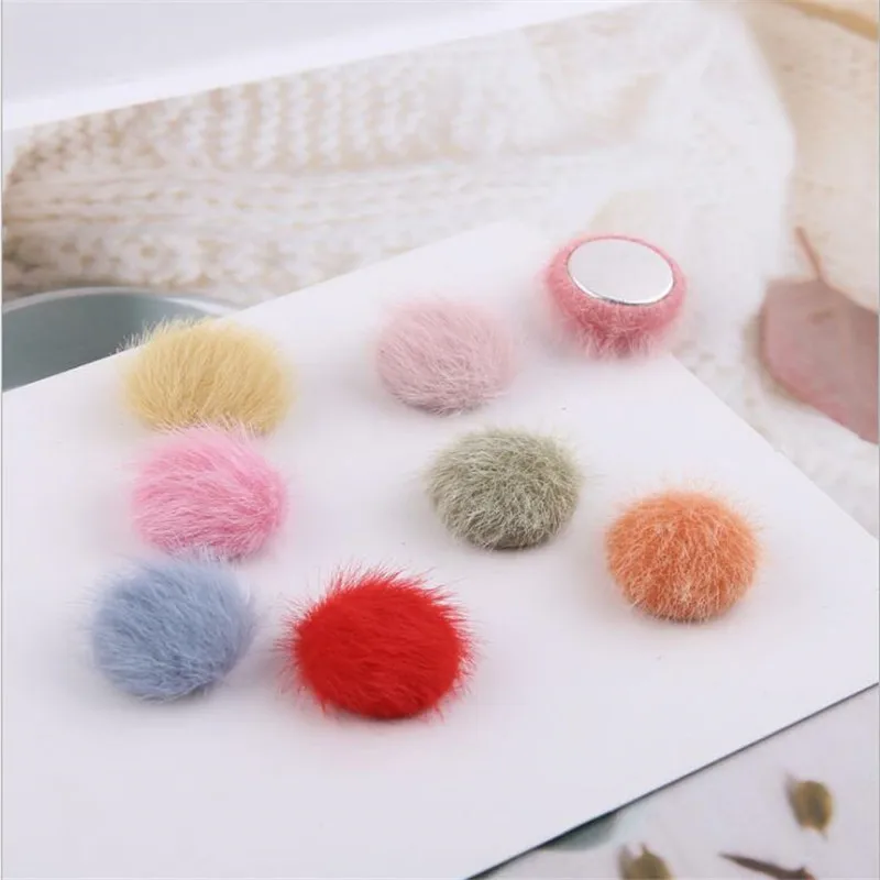 Полукруглые шарики из норки 10 шт./лот подвески плоские бусины-пуговицы для