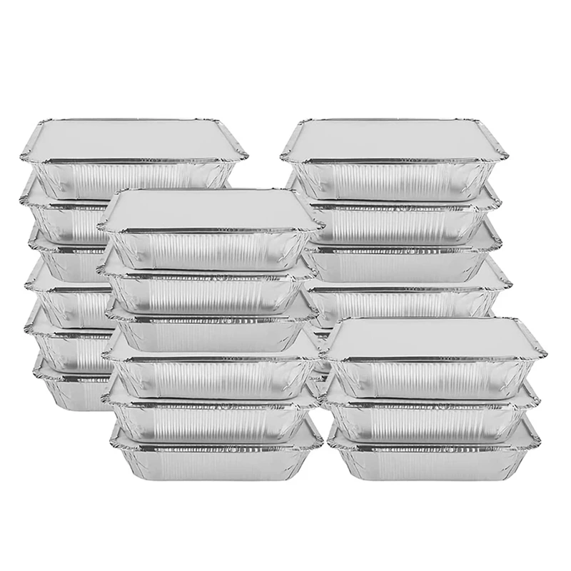 

Aluminum Pan Disposable 20-Pack,Tin Foil Pans with Lid Recyclable,Deep Pans Tin Food Storage for Cooking/Baking/Takeout