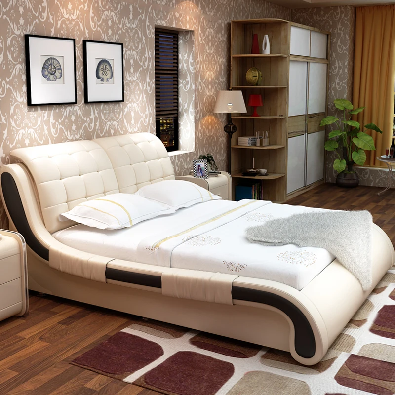 

(1 bed +2 night stand +1 matrress /1lot)1.5 or 1.8meter modern leather bed #CE-018