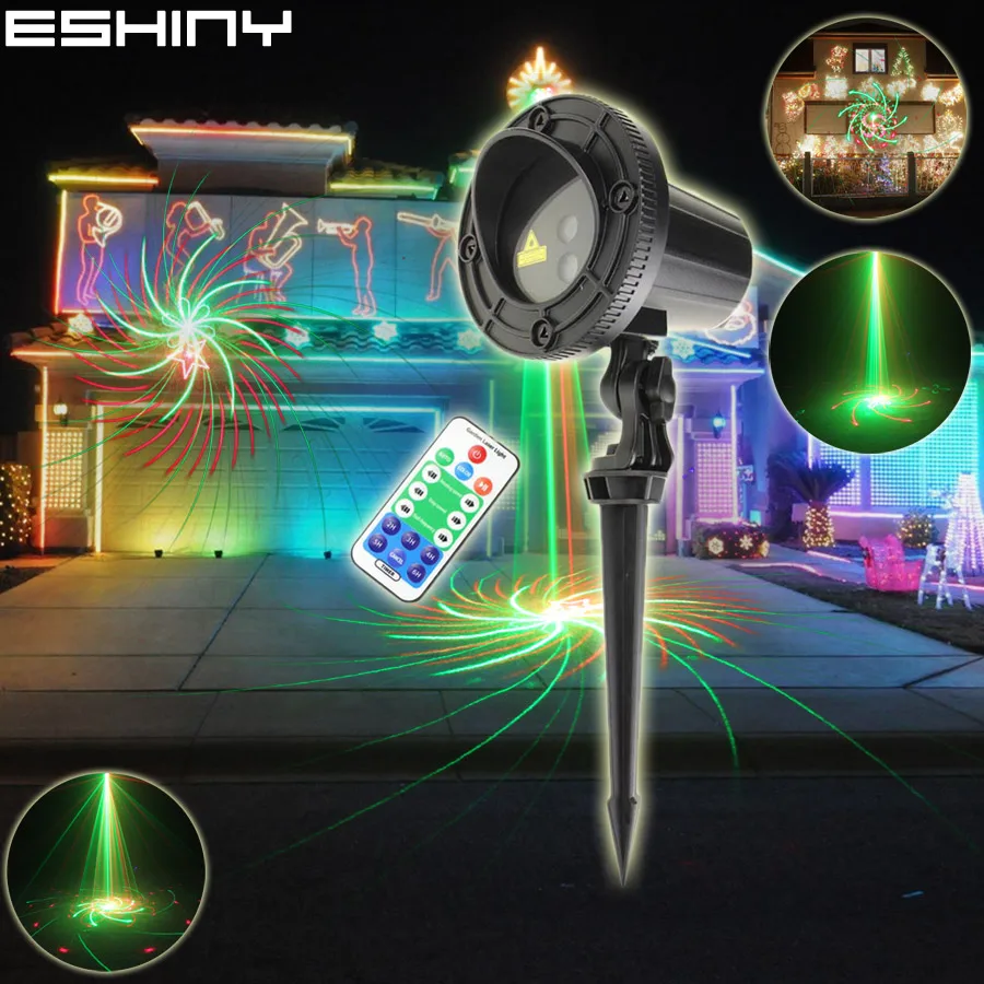 Лазерный проектор ESHINY R & G с 64 узорами для дома бара танцев рождественской елки
