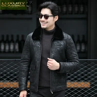 high quality real fur coat short sheep shearling jacket men warm winter clothes wool collar korean 2021 veste homme 68 lw