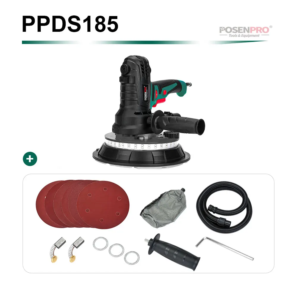 PPDS185 POSENPRO настенный полировщик Гипсокартон Шлифовальный ручной переменный скоростной светодиодный светильник без пыли автоматическая и вакуумная система - Цвет: PPDS185