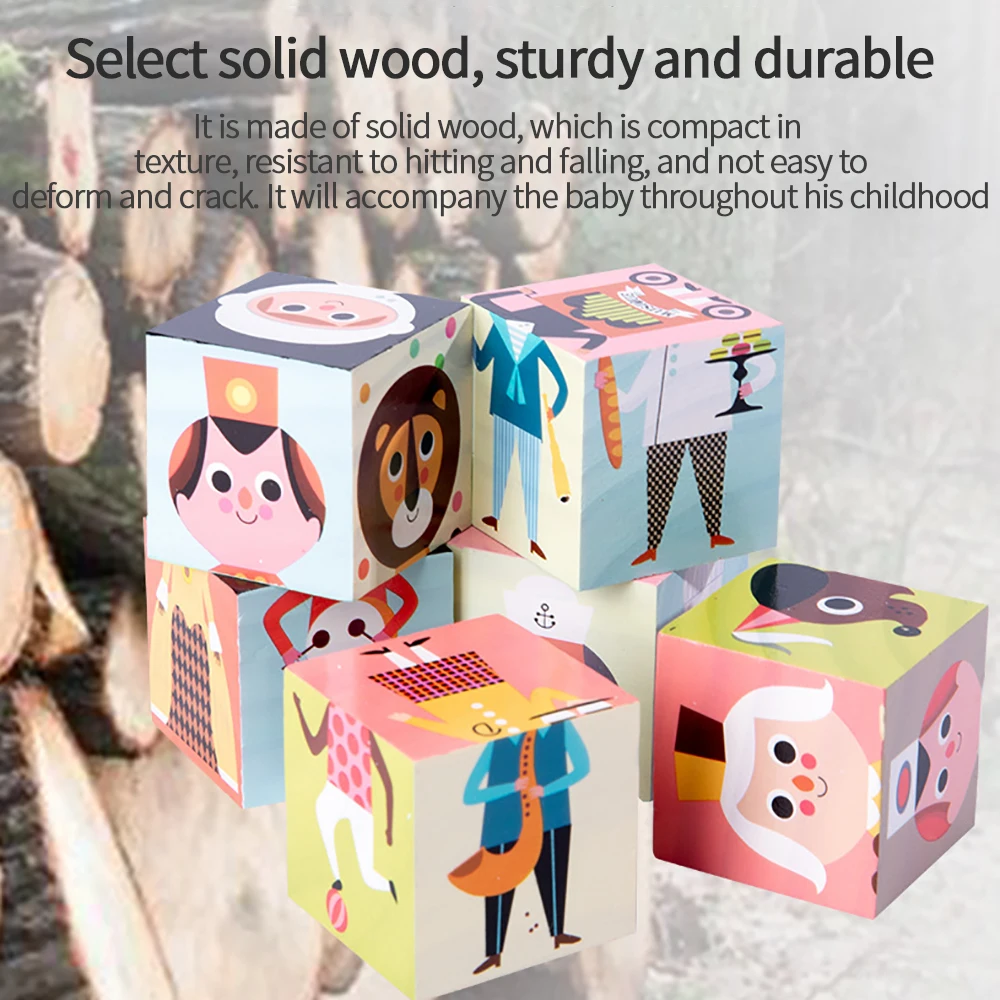

Wooden Toys Kids Wooden Characters Matching Puzzle Parent-Child Interactive Game Activity Montessori Educational Learning Toys