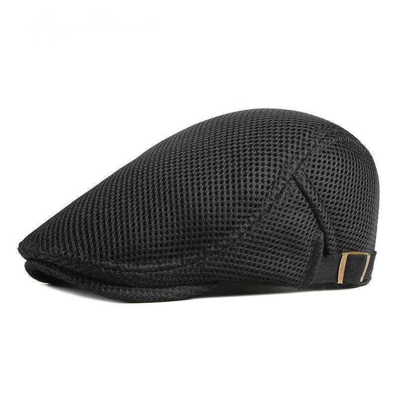 

LTOW 2022 Casual Mesh Beret Hat Men Women Spring Summer Visors Net Breathable Herringbone Flat Cap Solid Peaked Cap Casquette