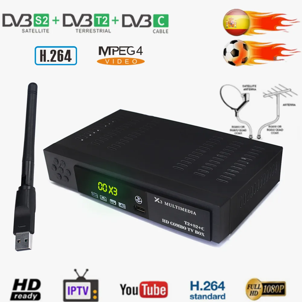 Vmade DVB-T2/S2+ DVB-C Combo HD цифровой наземный спутниковый ТВ приемник+ wifi H.264 MPEG4 IP tv Box поддержка AC3 Cccam Youtube