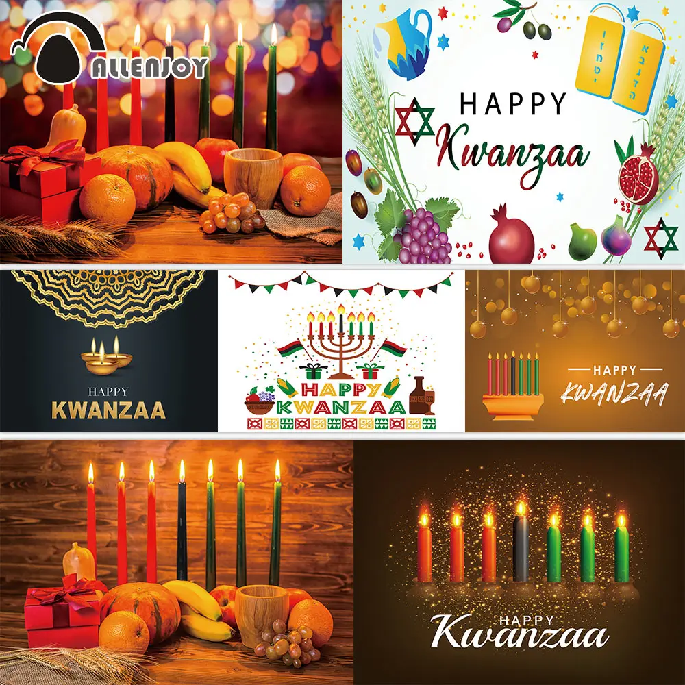 

Allenjoy Happy Kwanzaa вечерние фоны для фотосъемки подсвечник свеча Кукуруза чаша благословения Декор Фотофон обои