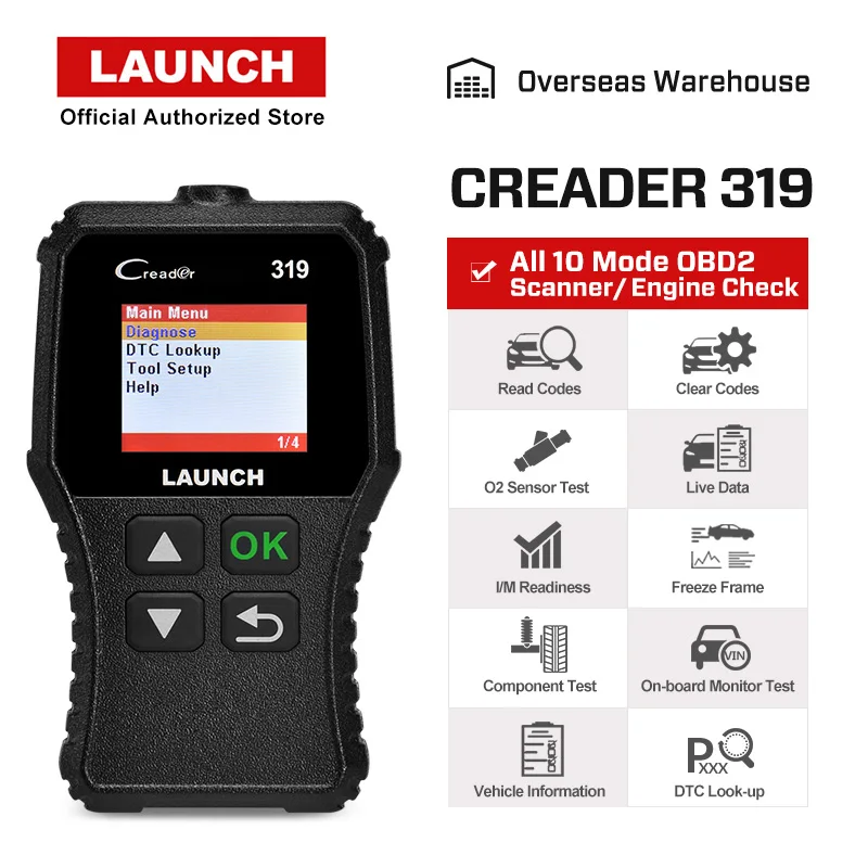 Launch CReader 319 OBD2 сканер автоматический считыватель кодов неисправностей автомобильный OBDII Автомобильный OBD 2 сканер кода чтение PK CReader 3001 CR3001 AD310