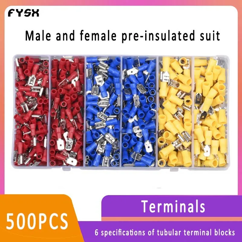 

Cable lugs 6styles 500pcs boxed 220V 60A cold pressed terminal blocks connector cable for wire connection pliers crimping Clamp