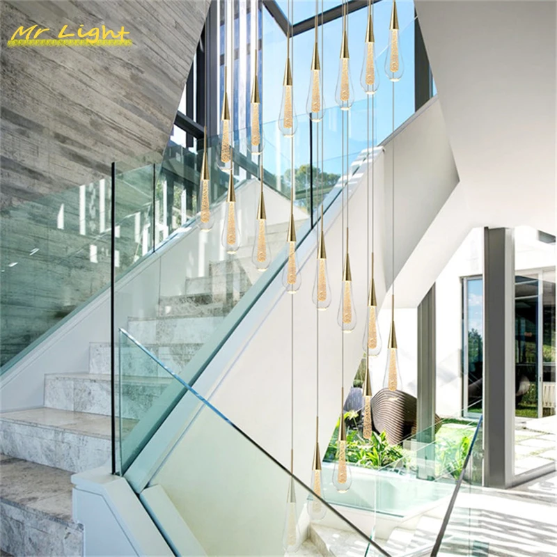 

Post-modern Crystal Pendant Lamp Nordic Pendant Lights Lighting LOFT Hotel Villa Staircase Hanging Lamps Kitchen Light Fixtures