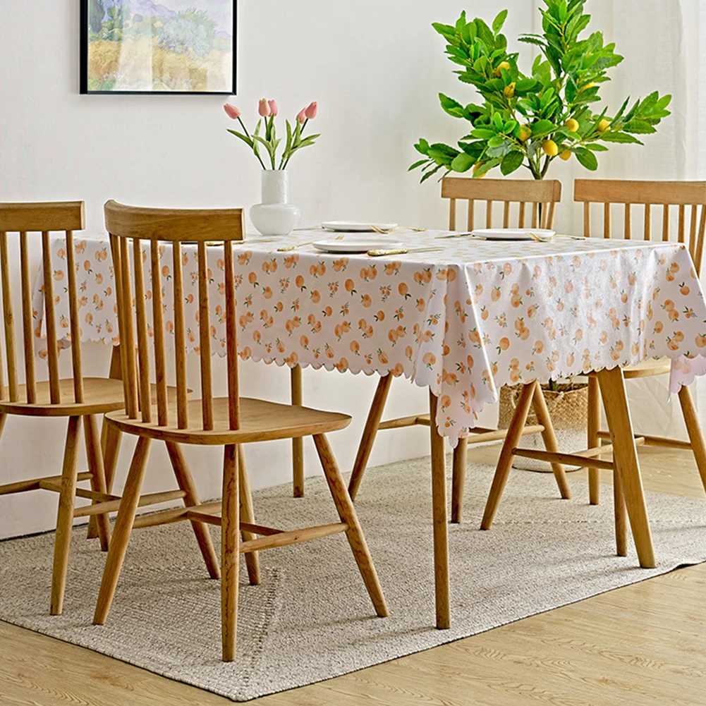 

4 Colors Rectangle Tablecloth Idyllic Style Durable Waterproof Oil-proof Table Cover Machine-washable For Indoor Outdoor Kitchen
