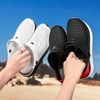 mens beach sandals summer hole couple slides platform anti slip sole slippers solid color ventilated shoes basic for female
