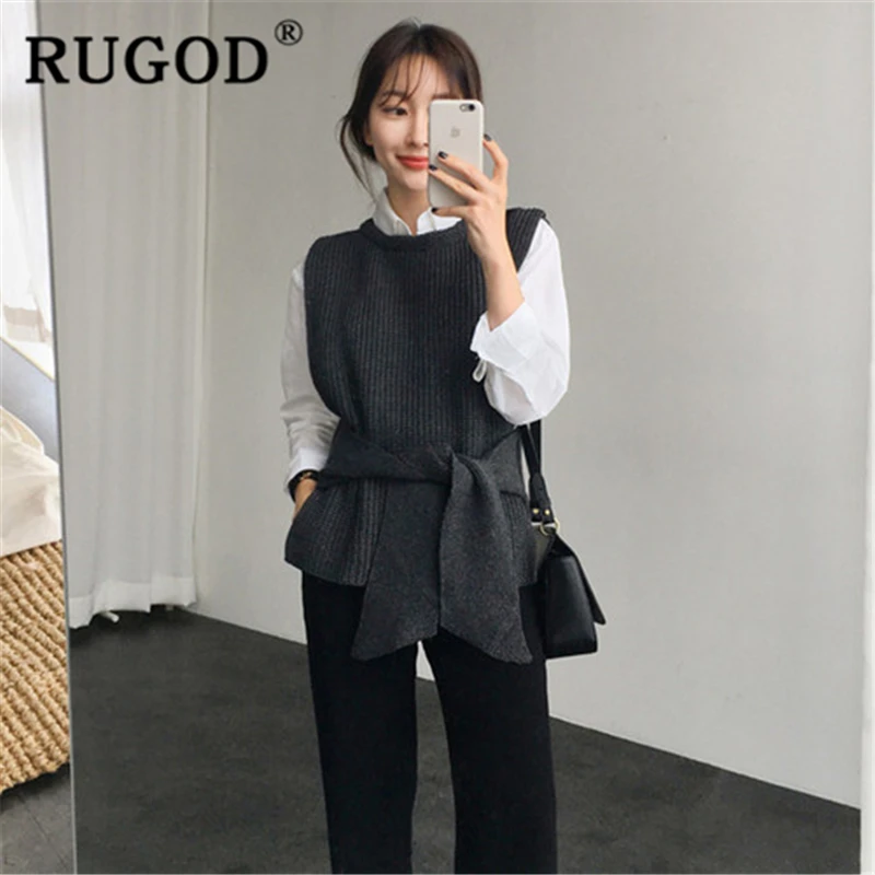 RUGOD 2019 новый осенний однотонный жилет для женщин с круглым вырезом без рукавов со