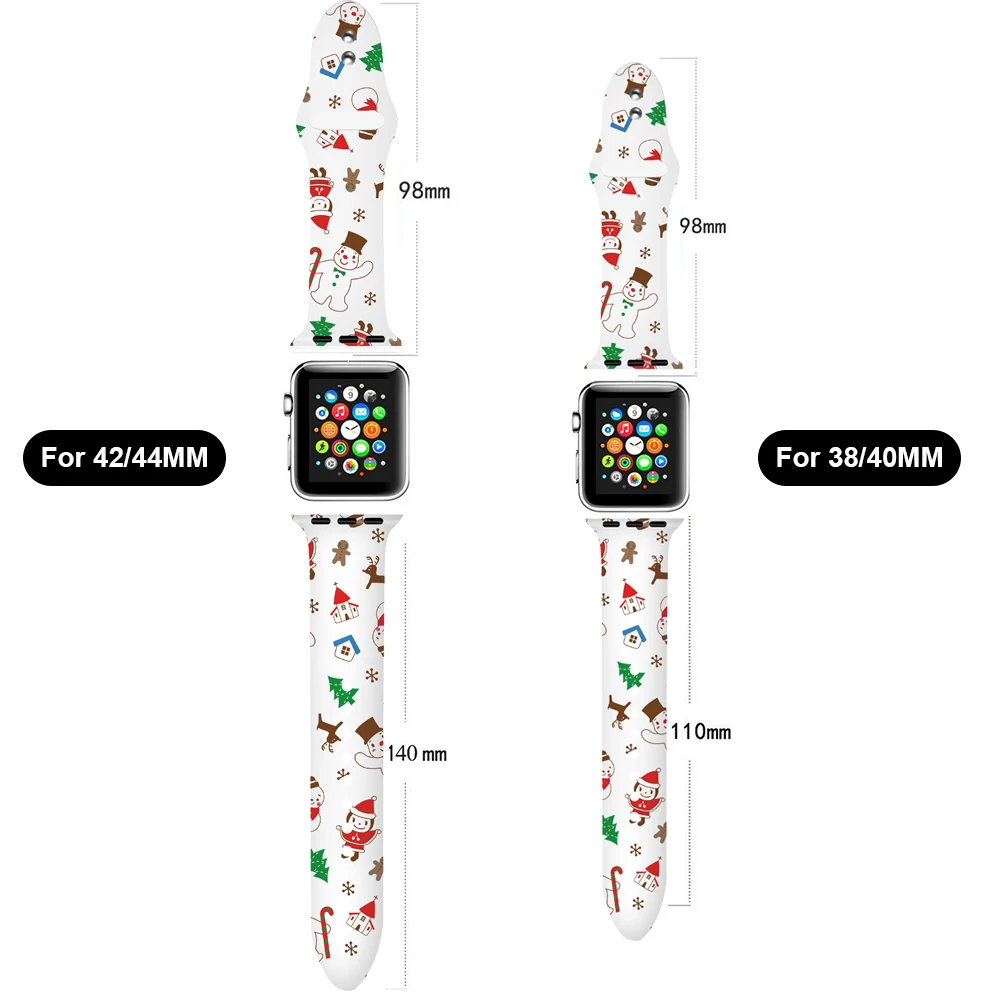 Мягкий силиконовый ремешок для Apple watch band 5 4 44 мм 40 мм Рождественский подарок с цветочным принтом наручный ремень iWatch 5 4 3 38 мм 42 мм ремешок для часов