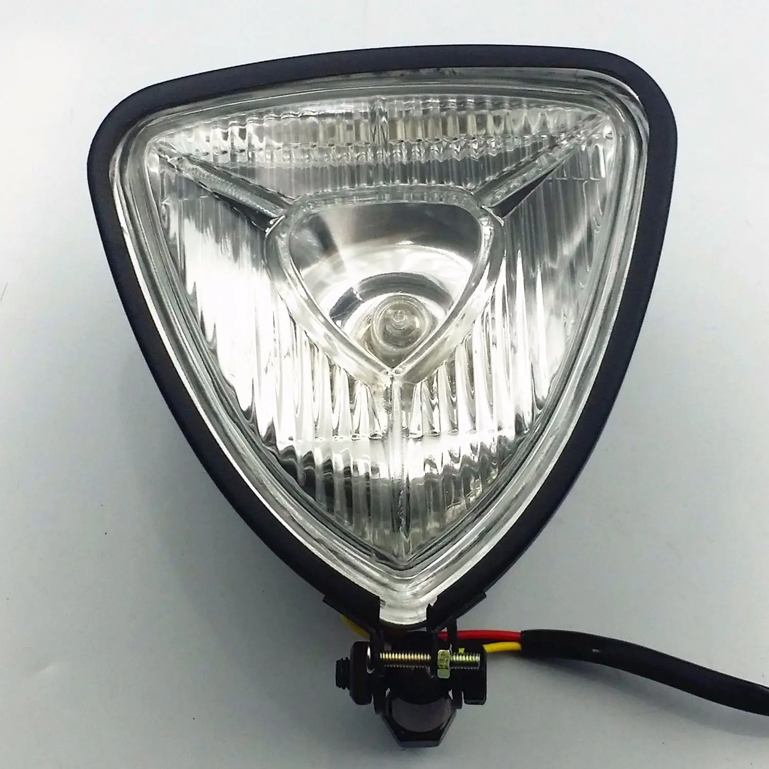 

Black Triangle Motorcycle Headlight Cruiser Chopper Bobber For Cafe Racer Clubman VT