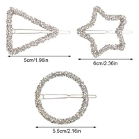 Stylish Geometric Hair Clip Glitter Rhinestone Hairpin Star Triangle Round Hair Clip Gifts For Girl Women Daily Wearing Barrette