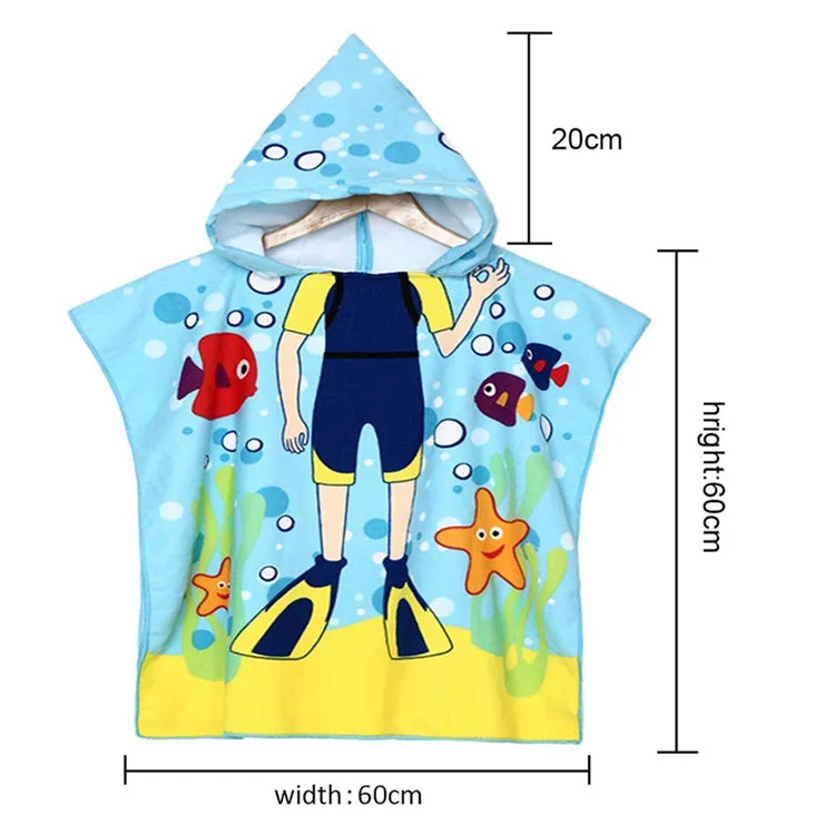 

Children Cartoon Baby Hooded Cloak Beach Towel Boys Girls Kids Swimming Bath Towel Microfiber Terry Infant Bathing Wrap Bathrobe