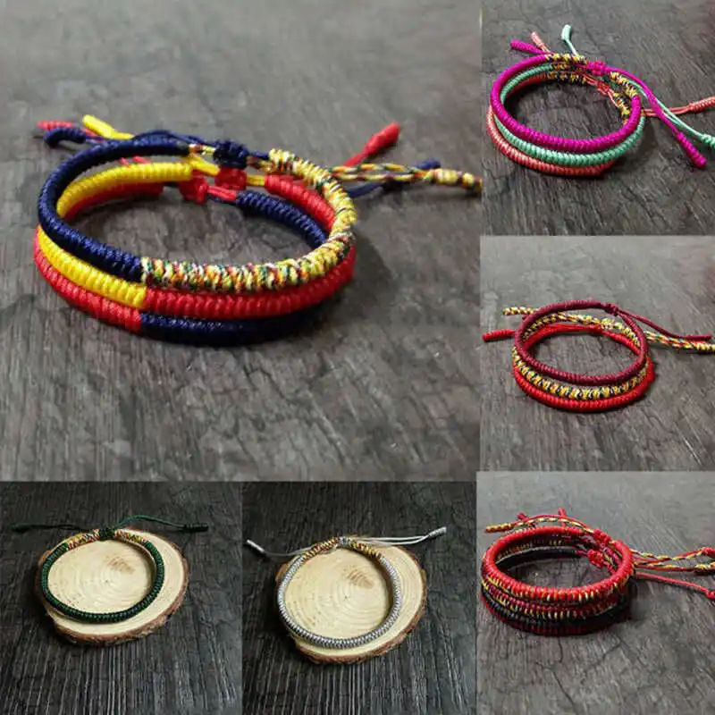 

Популярный Радужный ручной плетеный браслет с нитью, браслет на лодыжке, ювелирные изделия, браслет с Красной веревкой, ювелирные изделия