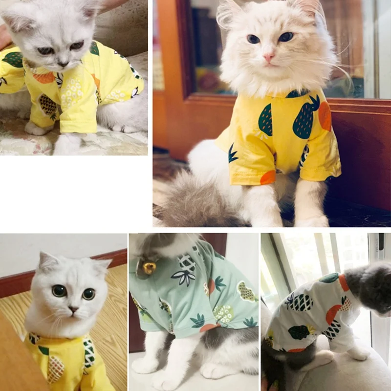 

HOKERBAT летняя Милая Одежда для собак с принтом фруктов для щенков котят рубашка с короткими рукавами мягкий хлопковый жилет для кошек