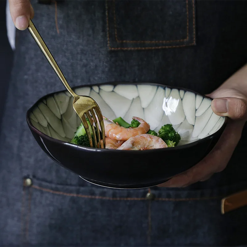 Уникальные пасторальные керамические обеденные тарелки Глубокая тарелка блюдо