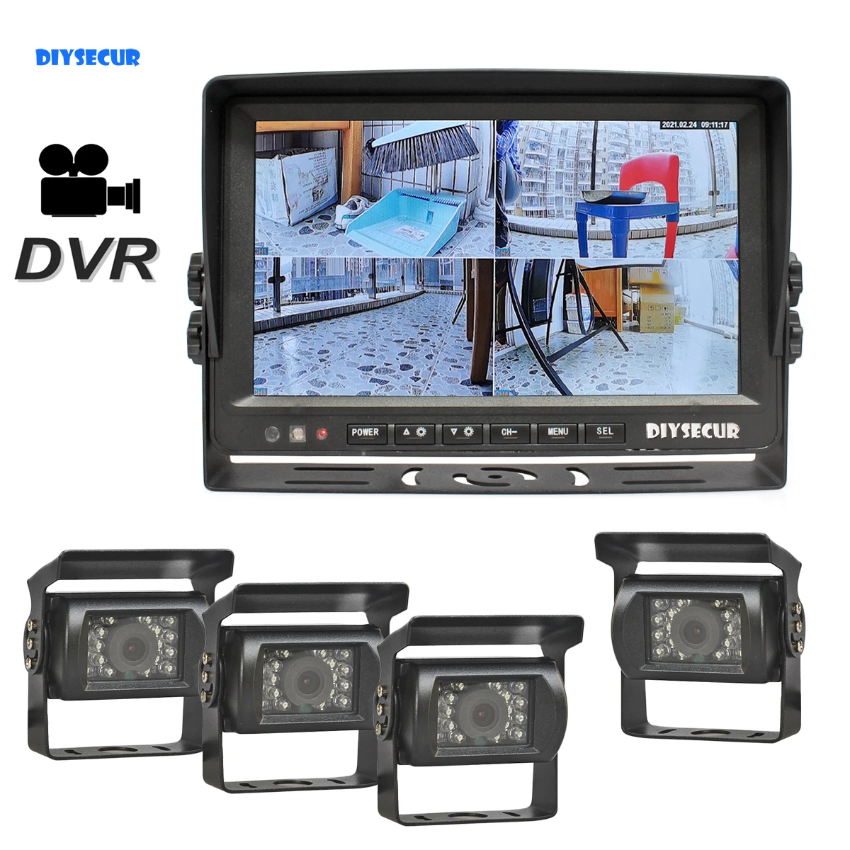 DIYSECUR AHD 9 &quotIPS Split QUAD Car Monitor 960P IR камера ночного видения заднего вида