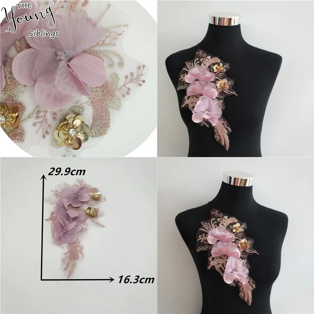 Вышивка 3D блестки для шитья рукоделие кружевная ткань вырез воротник аппликация