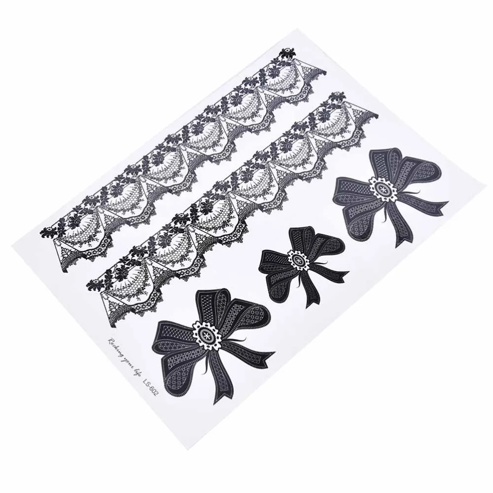 1 шт. переводная Сексуальная кружевная чулок имитация флэш-татуировки для