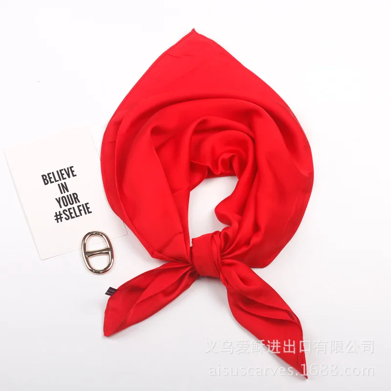 

New 70cm Pure Color Simulation Silk Scarf Professional Decoration Small Scarf Sunscreen Scarf Summer Female