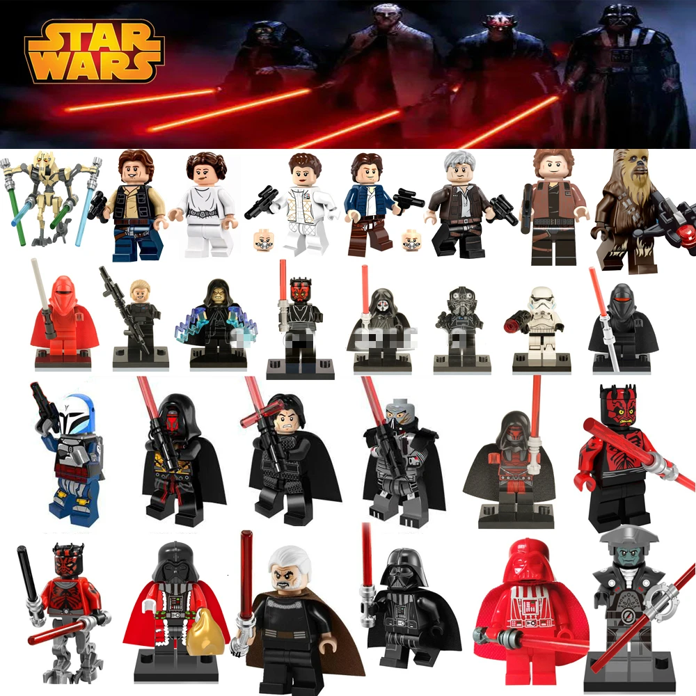 Фигурки из Звездных Войн Leia Han Solo Yoda Luke Sith Lord Darth Vader Maul Revan Dooku Sidious строительные