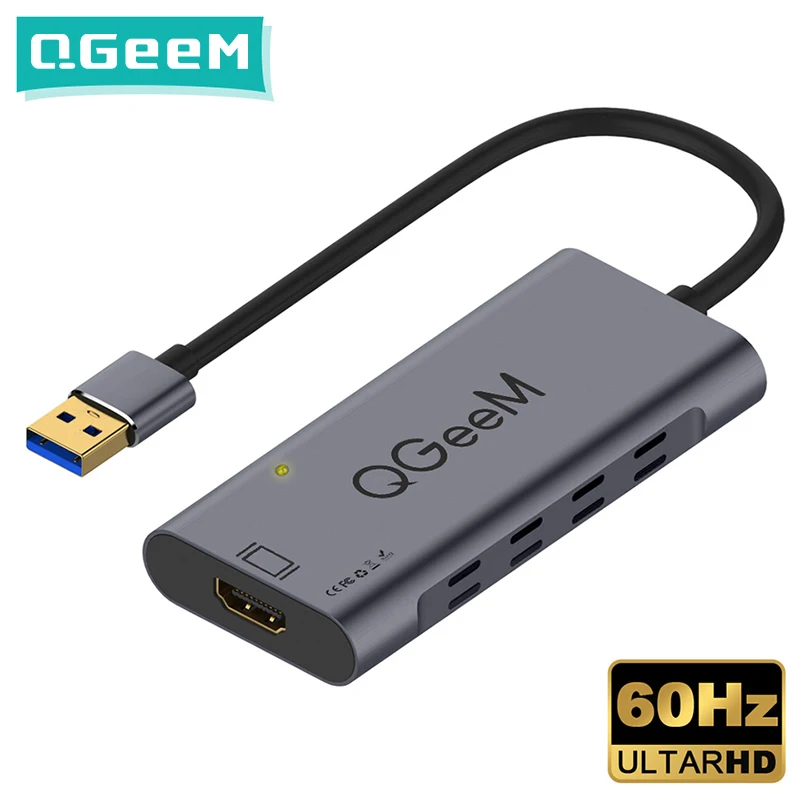 QGeeM USB 3.0 to HDMI DVI Adapter Hub для портативных ПК Компьютерные аксессуары TV HUB нескольких