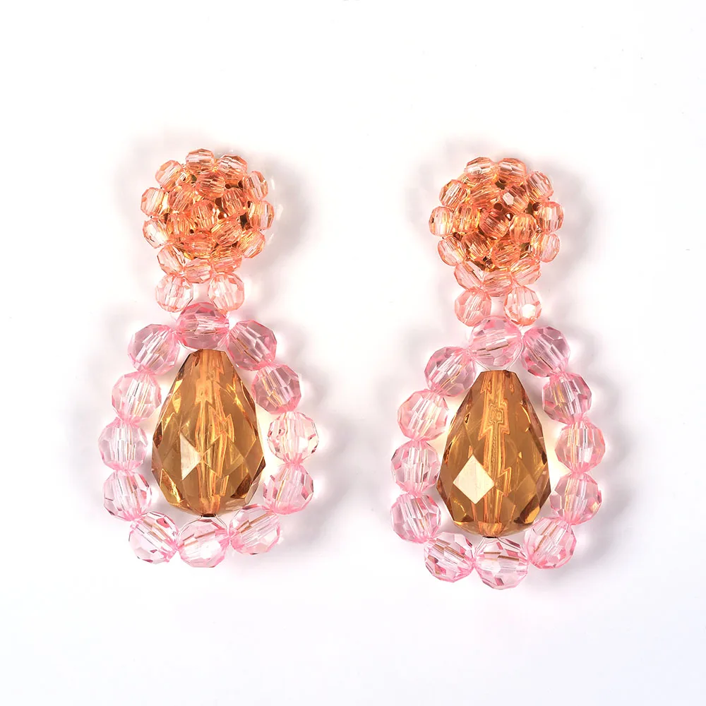 Boho Statement ZA серьги ювелирные изделия женские ручной работы пластиковые хрустальные бисерные DIY серьги женские большие длинные висячие серьги - Окраска металла: 22N1204