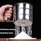 Ручной инструмент для просеивания муки, стальное полуавтоматическое ручное сито для муки, кухонные аксессуары для выпечки, торта, кофе