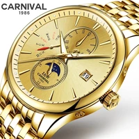 carnival brand luxury gold automatic watch men fashion business mechanical wristwatch waterproof luminous relogio masculino 2021