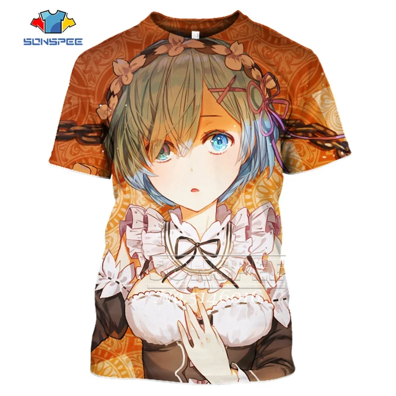 SONSPEE, 3D принт, аниме, Harajuku Re: zero, Твин Рам Рем, косплей, футболка, мужская, повседневная, летняя, унисекс, короткий рукав, футболки, топы, t445