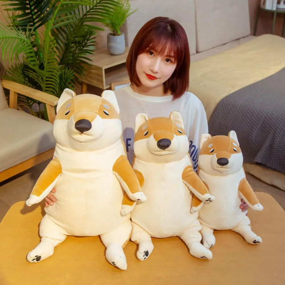 Hot 1pc 40-60cm Cartoon Lying Plush Stuffed Dog Big Toys Shiba Inu Doll Lovely Animal Children Birthday Gift Corgi Pillow | Игрушки и