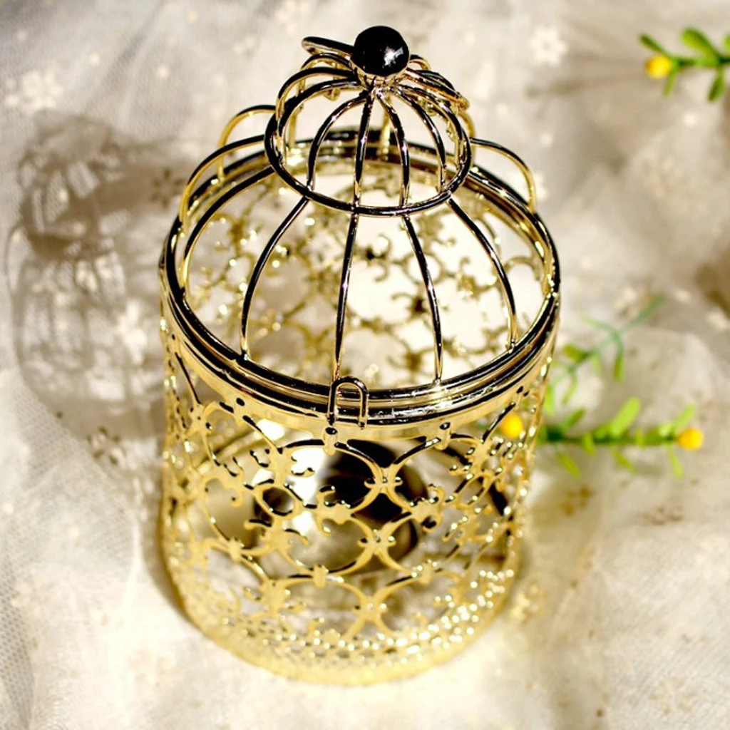 Metal Hollow Birdcage Candle Holder Tealight Candlestick Romantic Night Light Hanging | Дом и сад