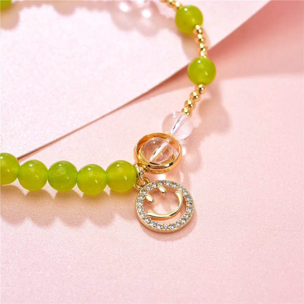 В богемном стиле из натурального камня оливковый нефрит бисера браслет круглые