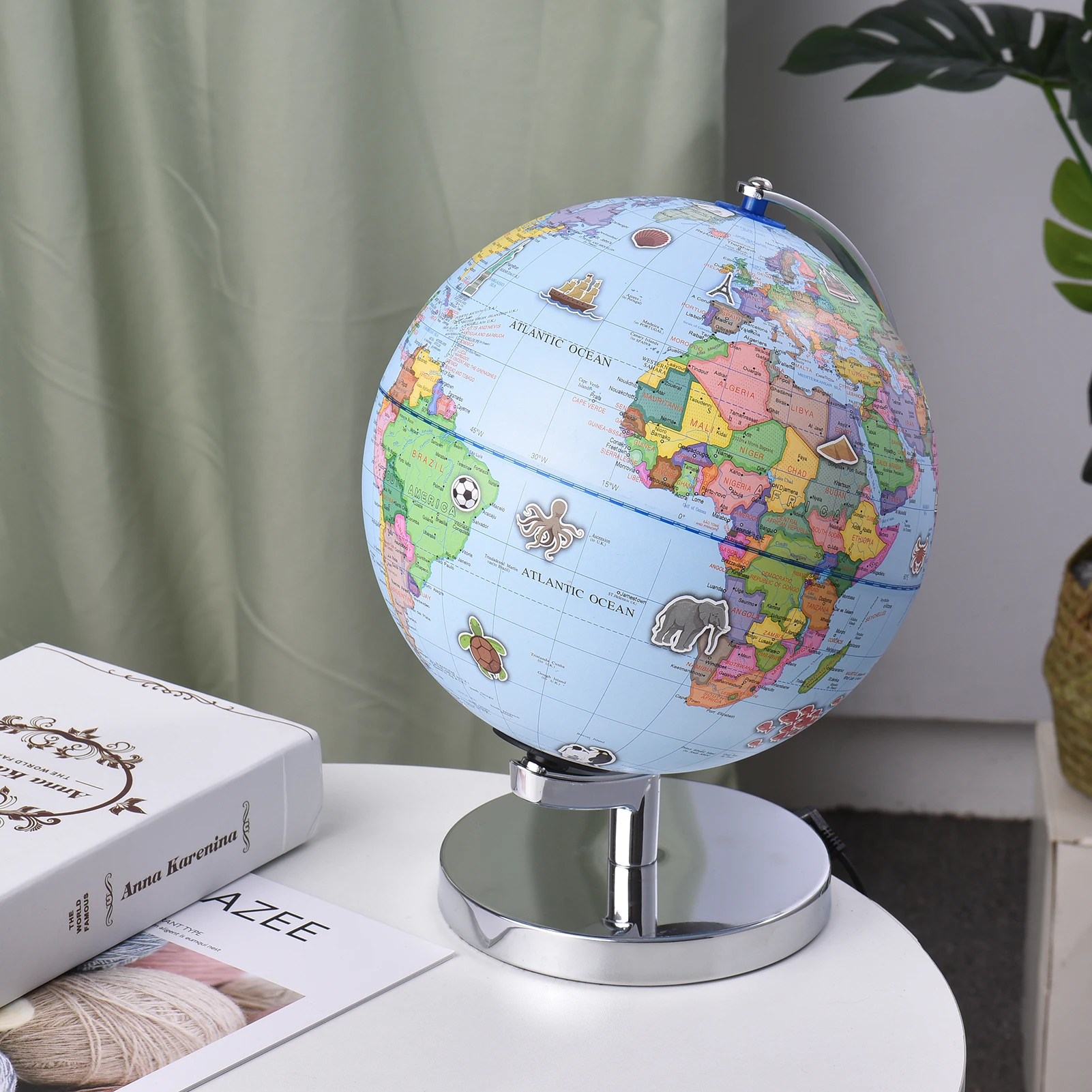 

World Globe Illuminated AR Globe with Stand Educational LED Augmented Reality Earth Globe for Kids Learning Geography