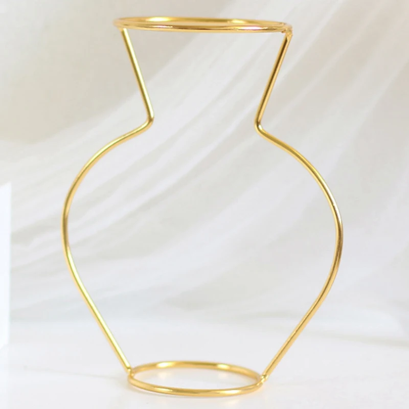 

Gold Retro Iron Line Table Flowers Vases Nordic Decoration Home Metal Plant Holder Nordic Styles Flower Vase Home Decor