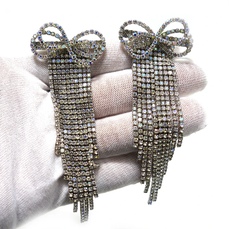 

108mm Bowknot Trendy Tassels Earring For Women Wedding Party Indian Dubai Bridal Jewelry boucle d'oreille femme Gift